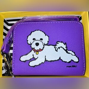 NWT Bichon Frise Purple Wristlet Zip Around Wallet